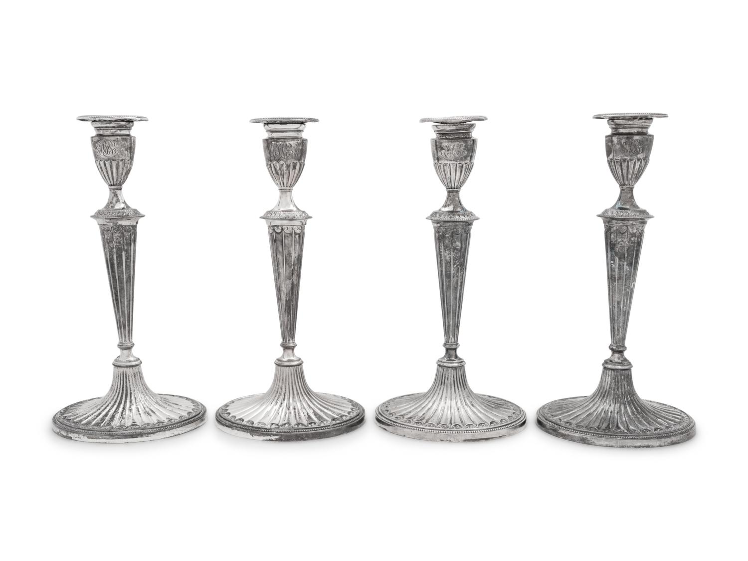 A Set of Four American Silver Candlesticks