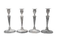 A Set of Four American Silver Candlesticks