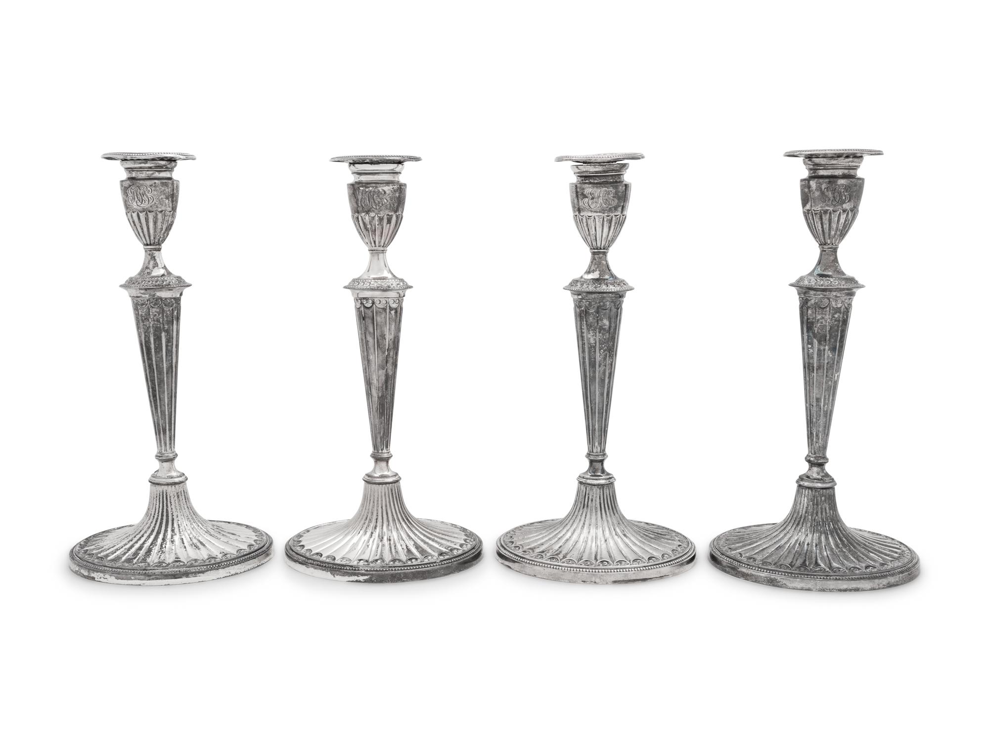 A Set of Four American Silver Candlesticks
