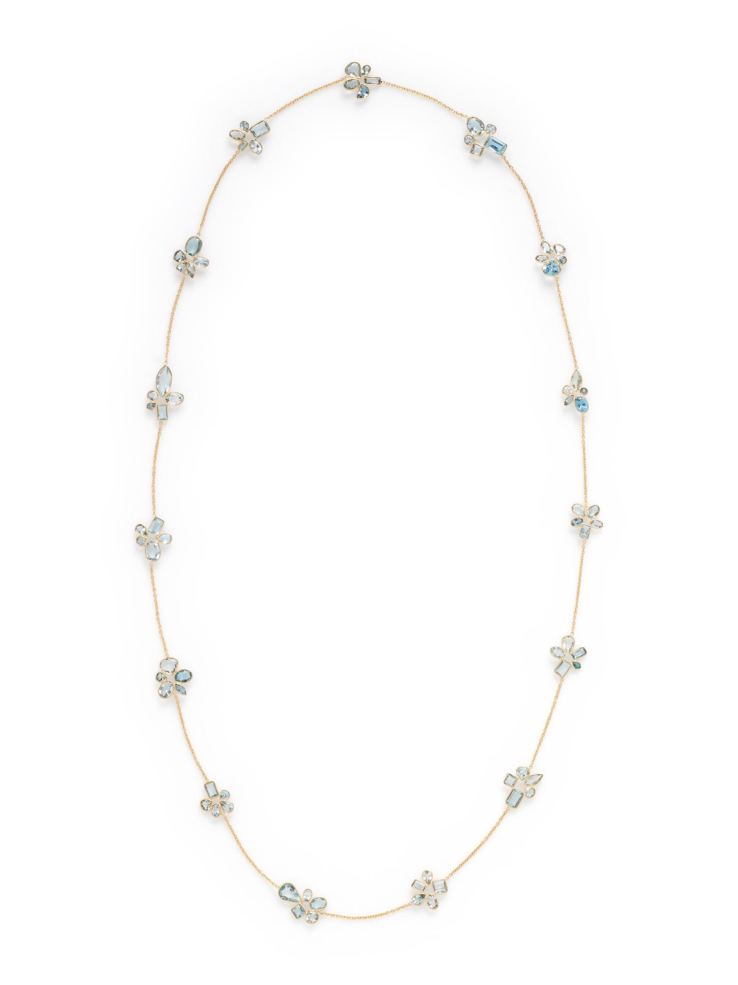 YELLOW GOLD AND AQUAMARINE NECKLACE