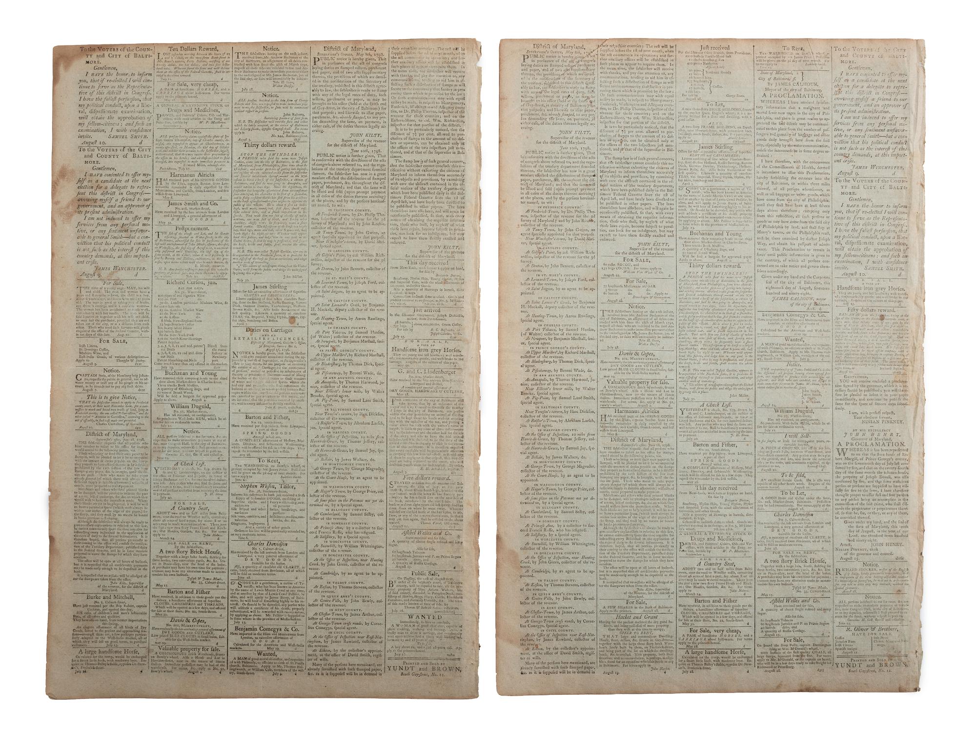 [SLAVERY & ABOLITION]. A group of 12 pre-Civil War newspapers with advertisements for for self-emancipated freedom seekers, comprising: