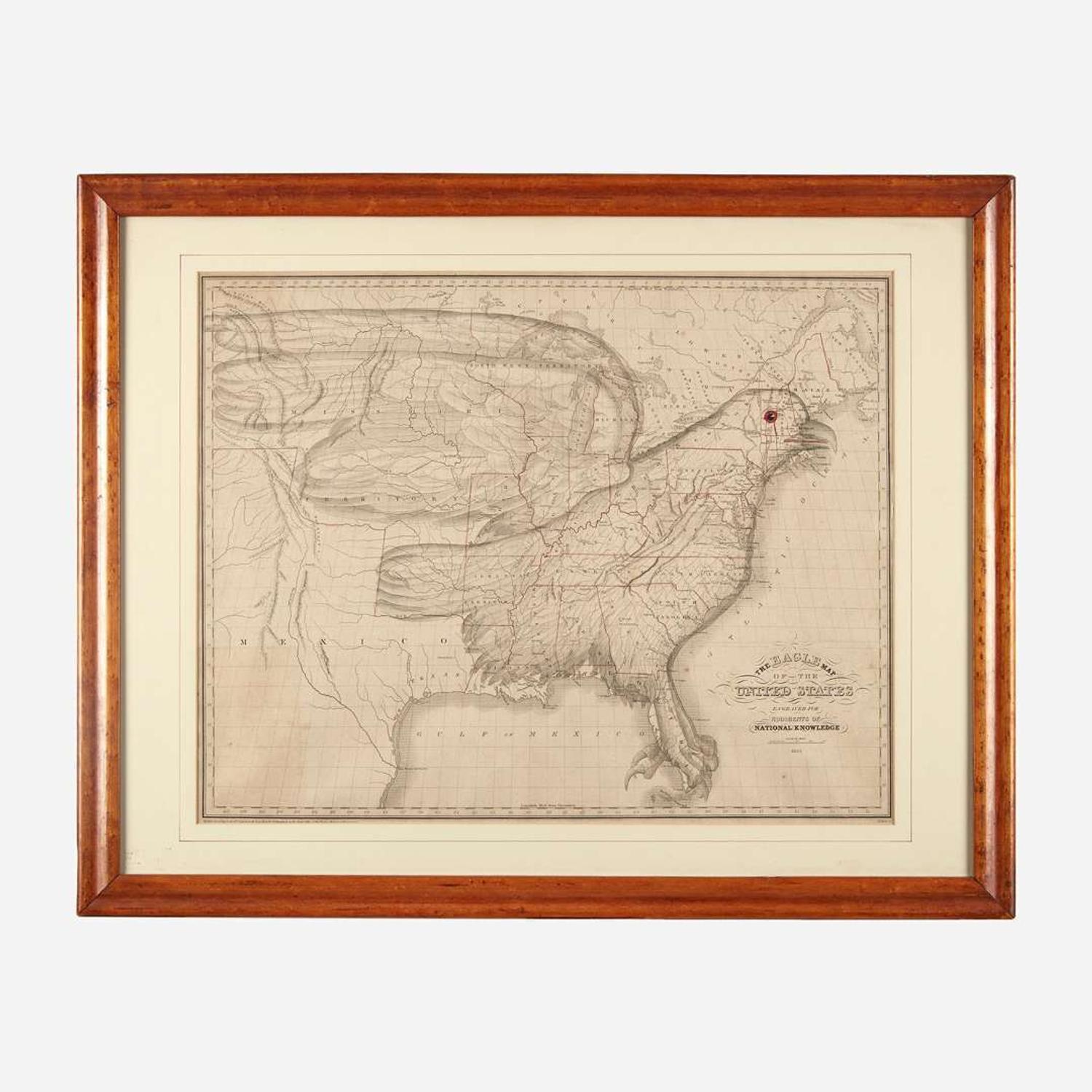The Eagle Map of the United States Engraved for the Rudiments of National Knowledge Joseph (1767-1837) and James (b. 1811) Churchman, Philadelphia, PA, 1833