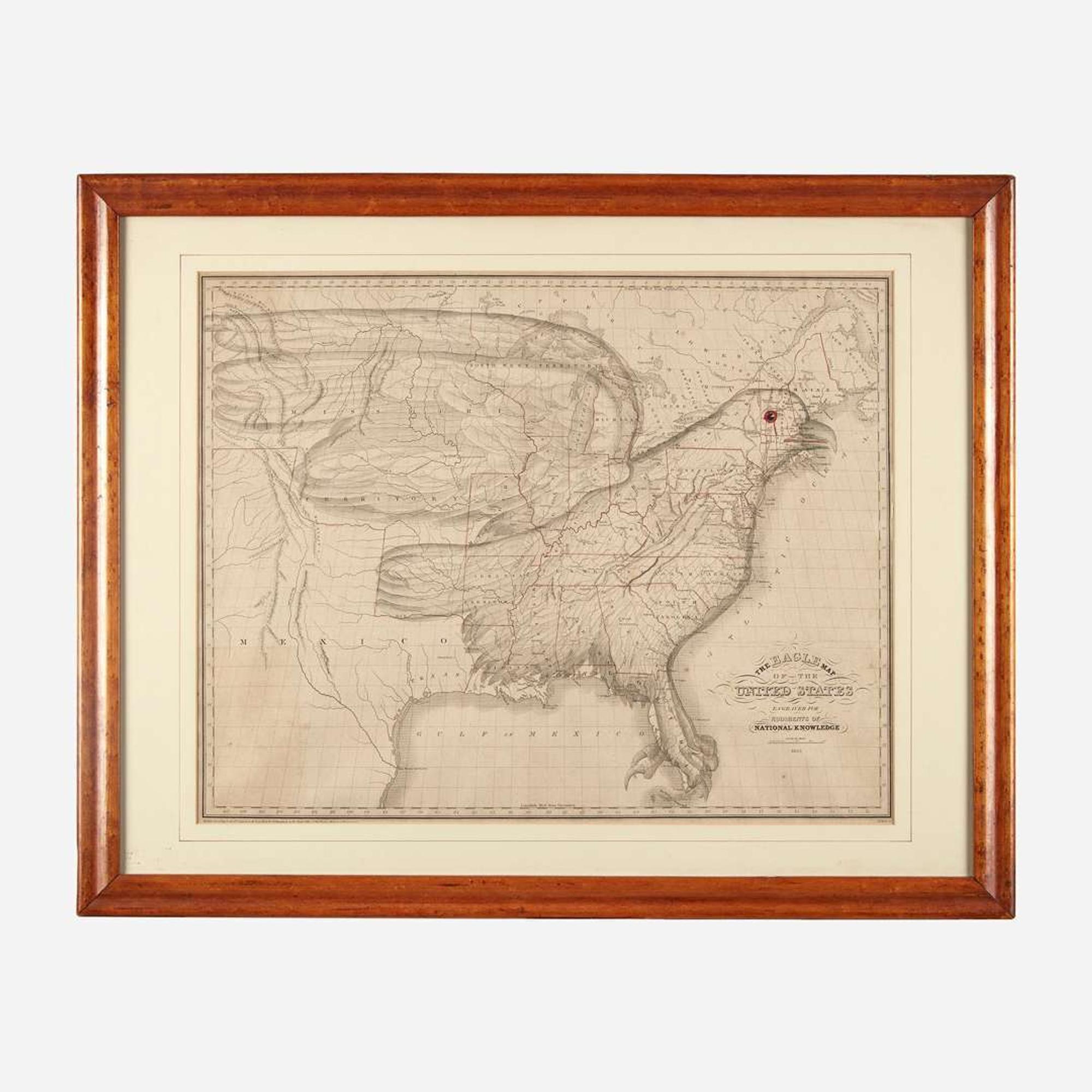 The Eagle Map of the United States Engraved for the Rudiments of National Knowledge Joseph (1767-1837) and James (b. 1811) Churchman, Philadelphia, PA, 1833