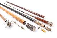Four Metal-Mounted System Walking Sticks