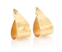 A Pair of Yellow Gold Hammered Earrings, 8.20 dwts.