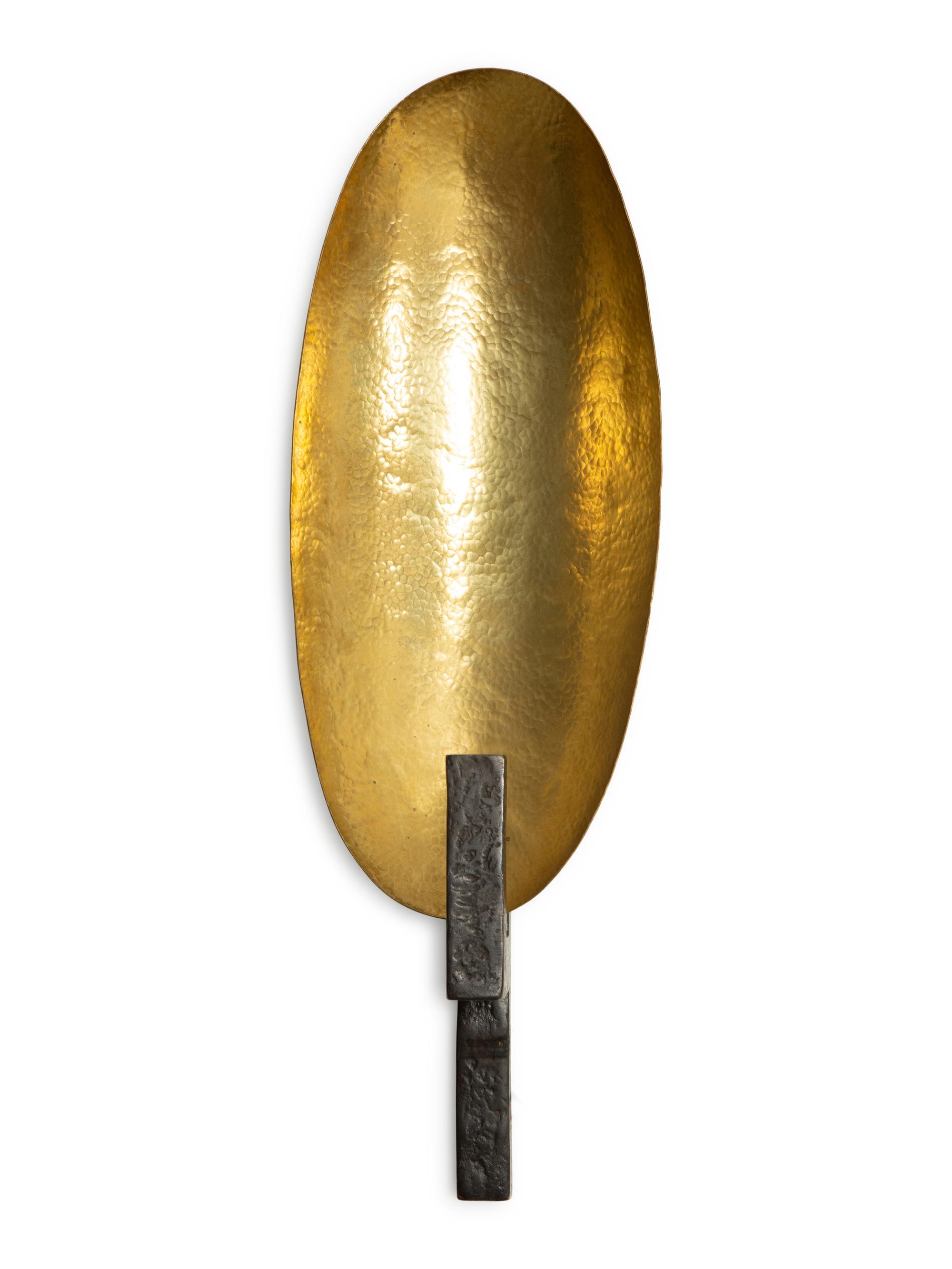 Three Herve Van Der Straeten Coque Bronze and Iron Sconces