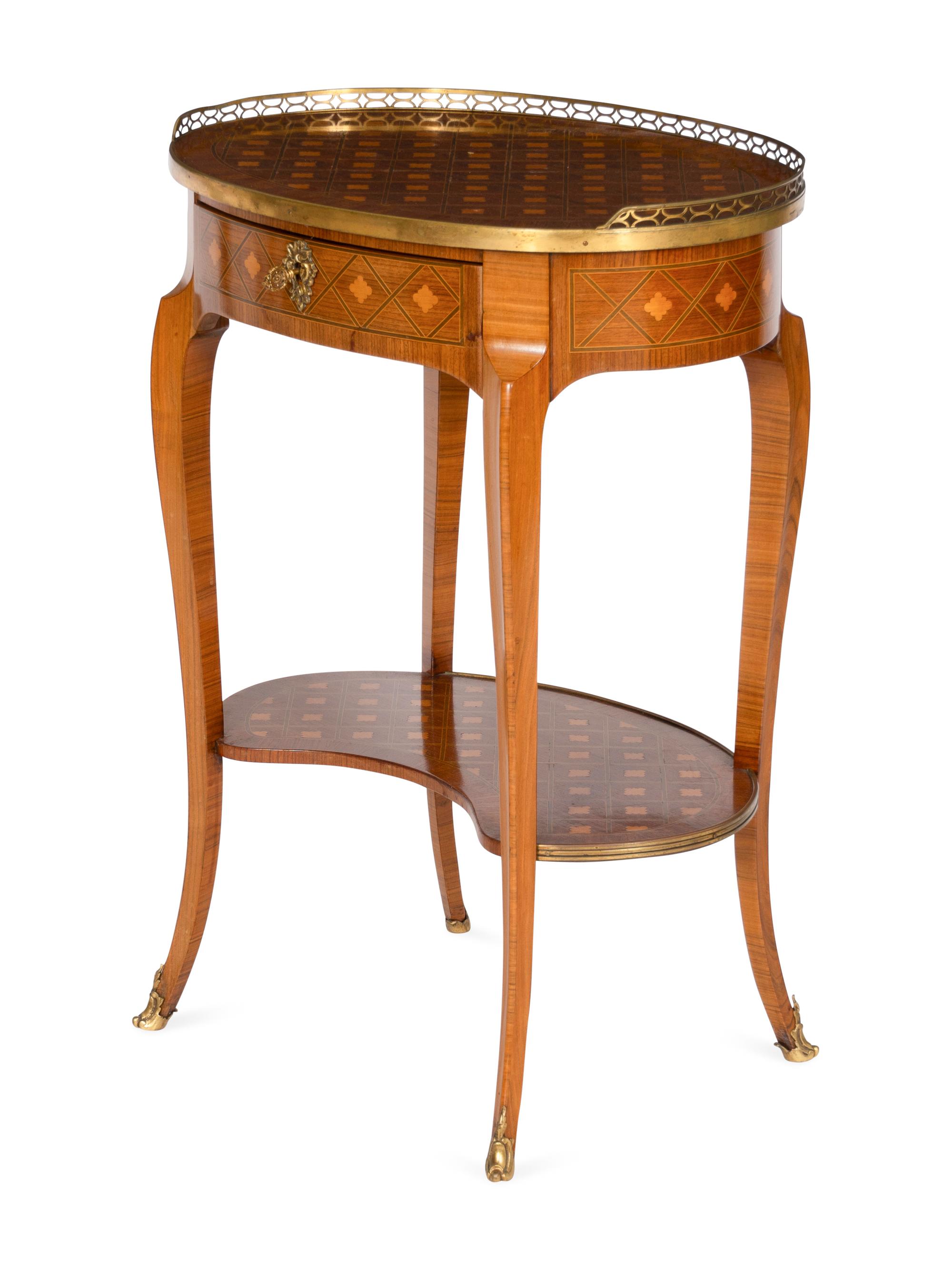 A Louis XV/XVI Transitional Style Marquetry Side Table