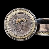A Grand Tour Greco-Roman Style Gilt-Silver Pyxis with Dionysus