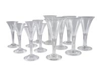Twelve Blown Glass 'Air Trap' Goblets