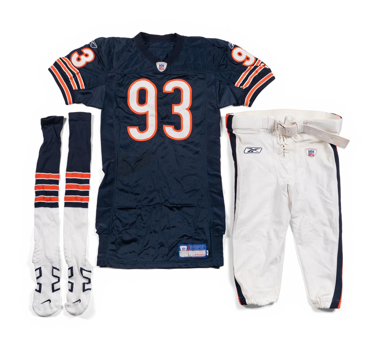 A Chicago Bears Adewale Ogunleye Signed Game Issued Jersey Uniform