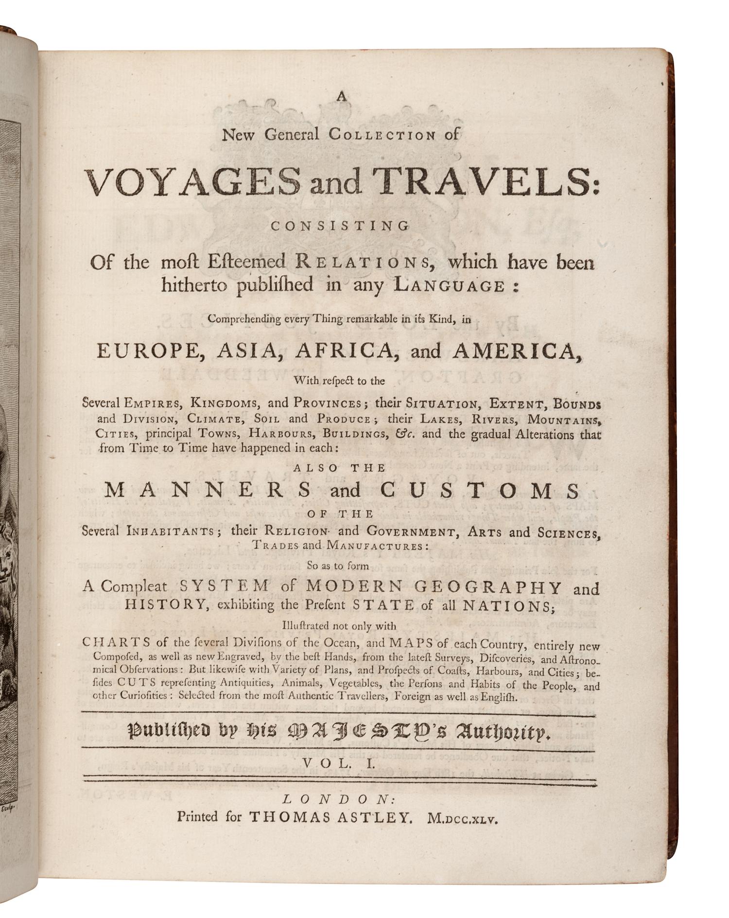 [TRAVEL & EXPLORATION]. GREEN, John (d. 1757), compiler. A New General Collection of Voyages and Travels... London: for Thomas Astley, 1745-1747.