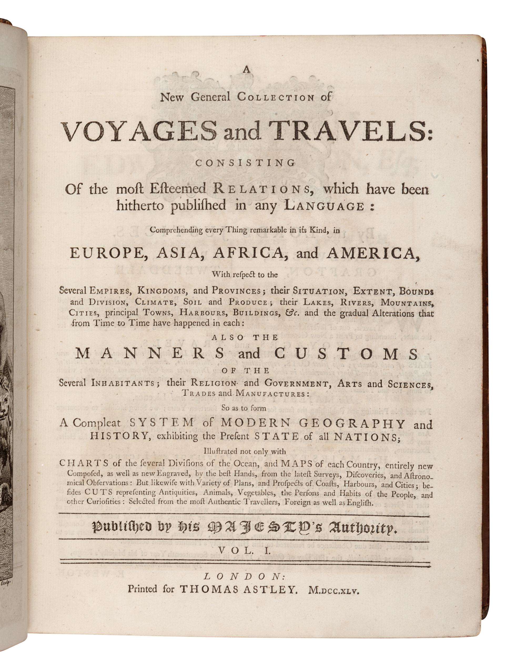 [TRAVEL & EXPLORATION]. GREEN, John (d. 1757), compiler. A New General Collection of Voyages and Travels... London: for Thomas Astley, 1745-1747.