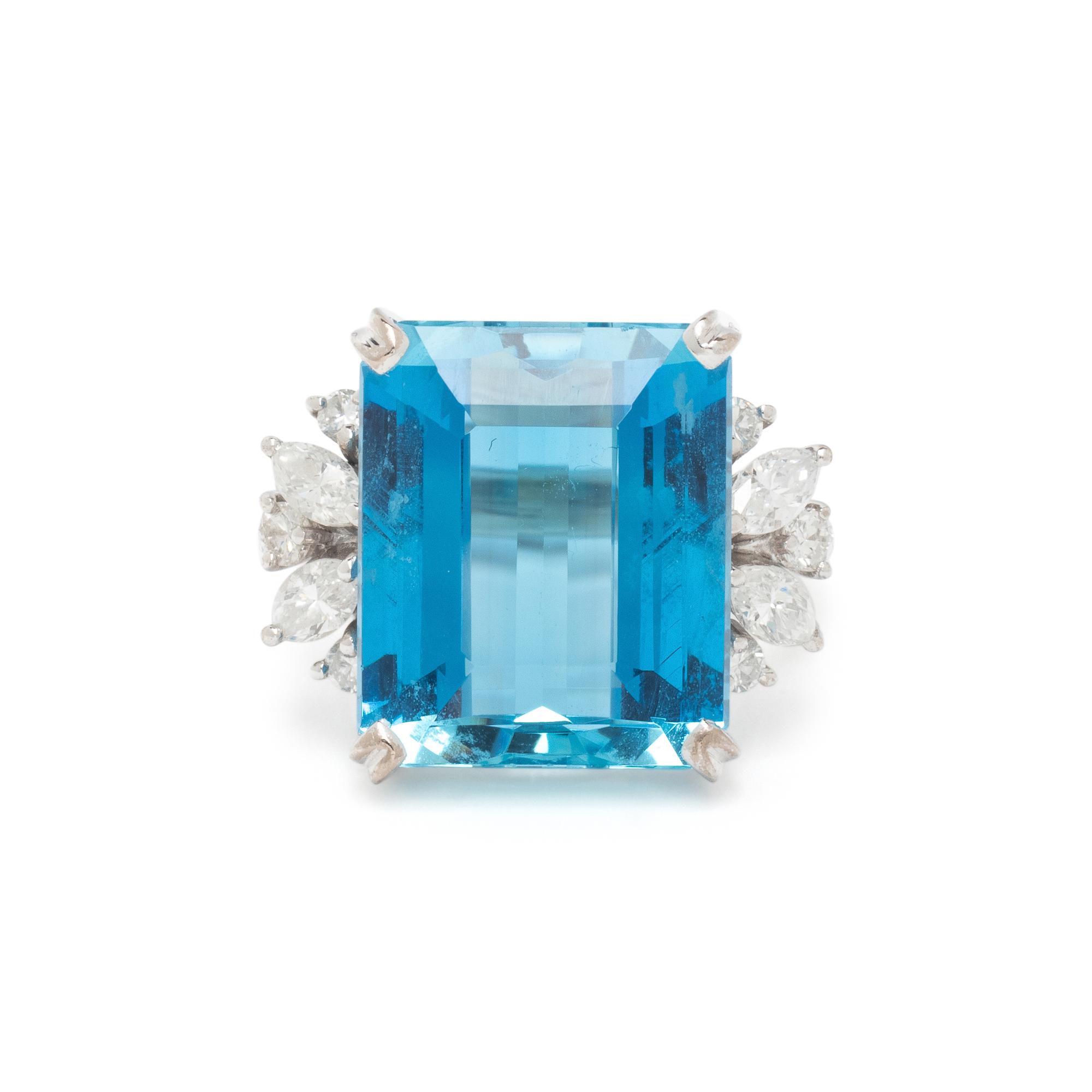 H. STERN, WHITE GOLD AND AQUAMARINE RING