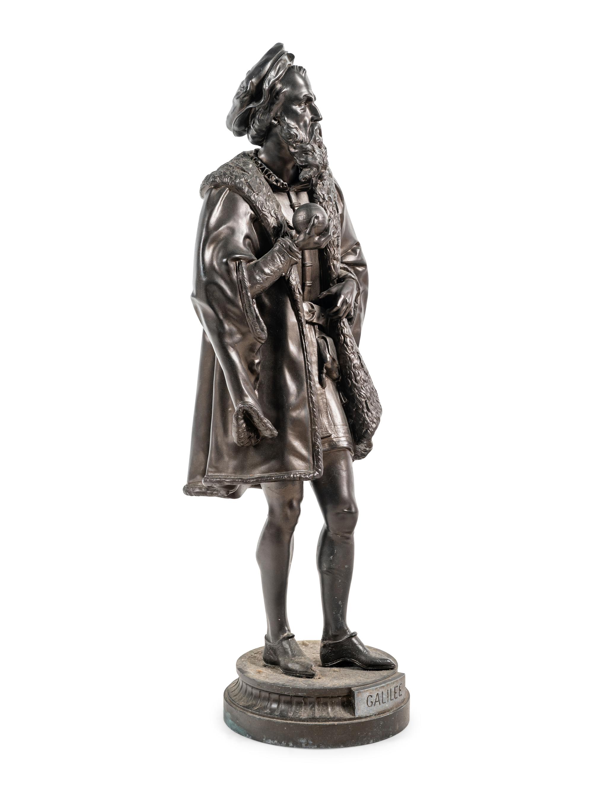 A Continental Cast Metal Figure of Galileo