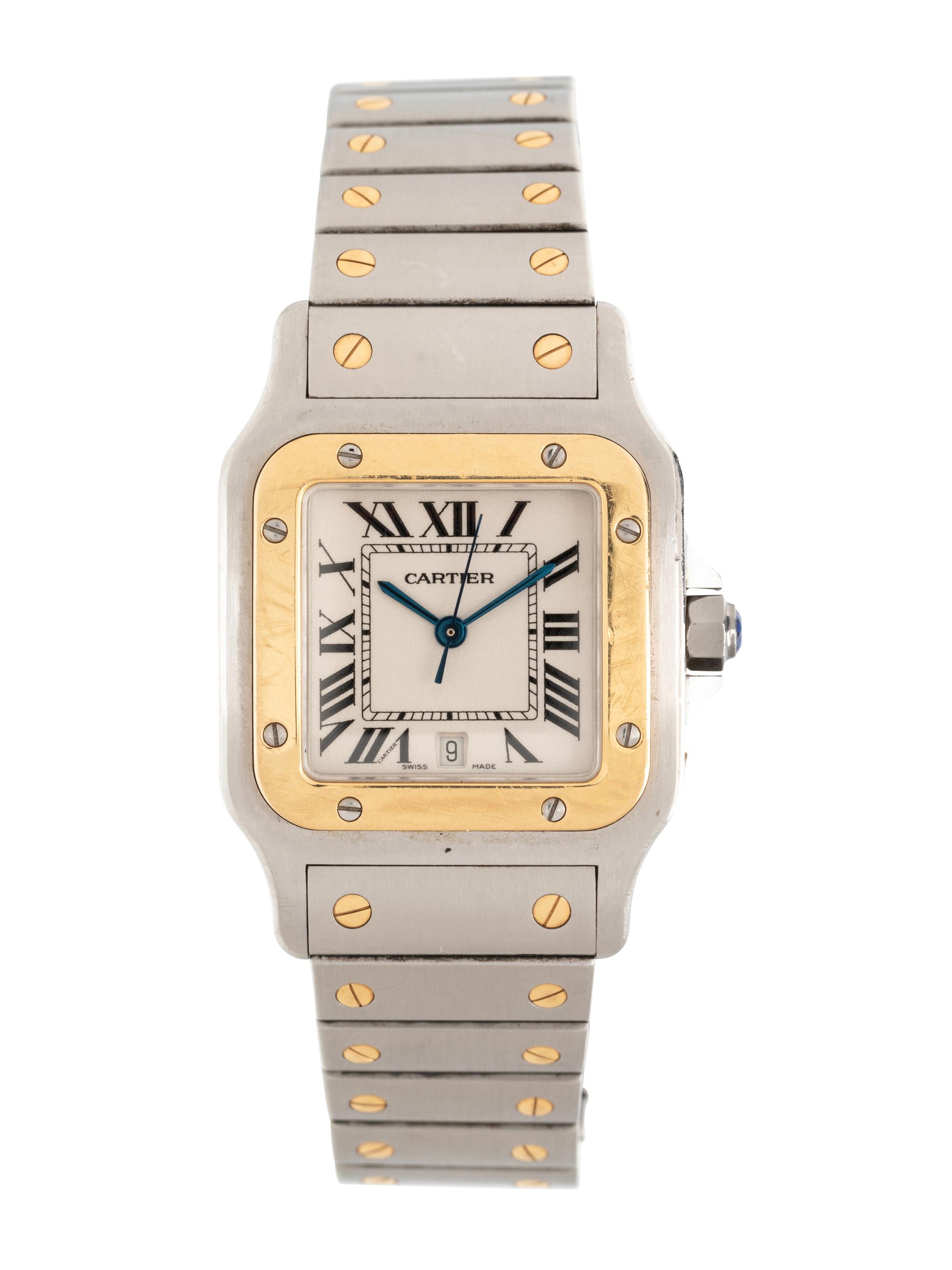 CARTIER, REF. 1566 STAINLESS STEEL AND 18K YELLOW GOLD 'SANTOS GALBÉE' WATCH
