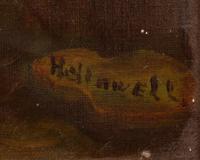 A Naive Folk Art Painting of Spaniels on the Hunt, signed Hellawell