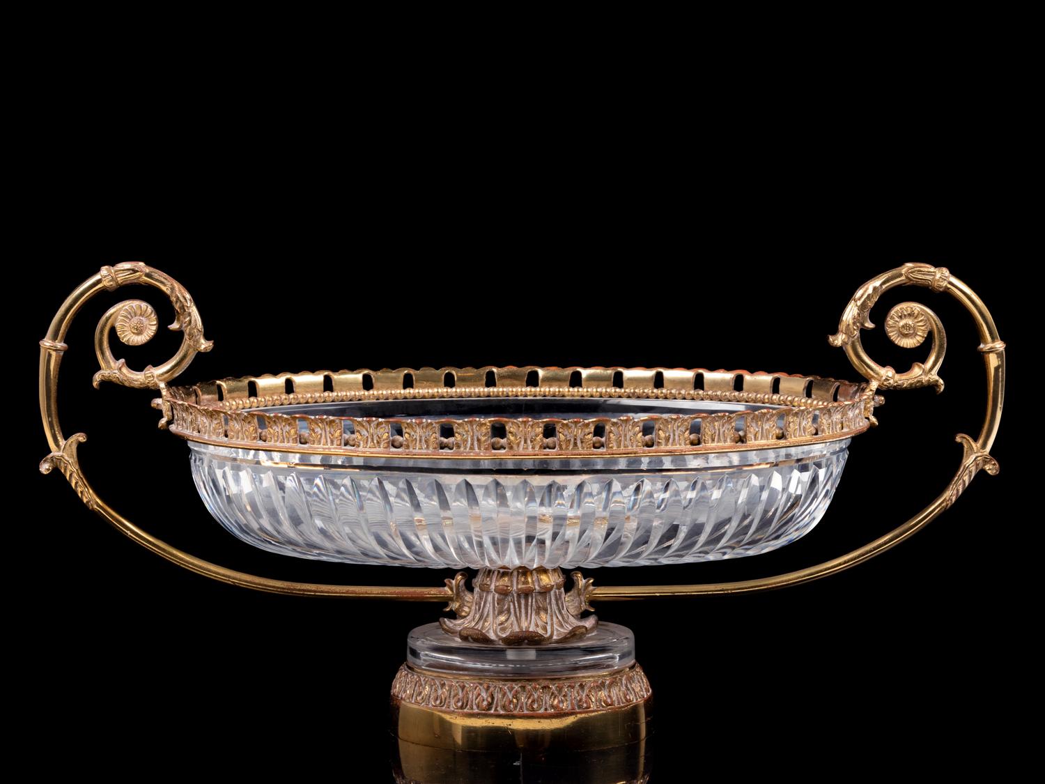 A French Gilt Bronze Mounted Cut Glass Center Bowl