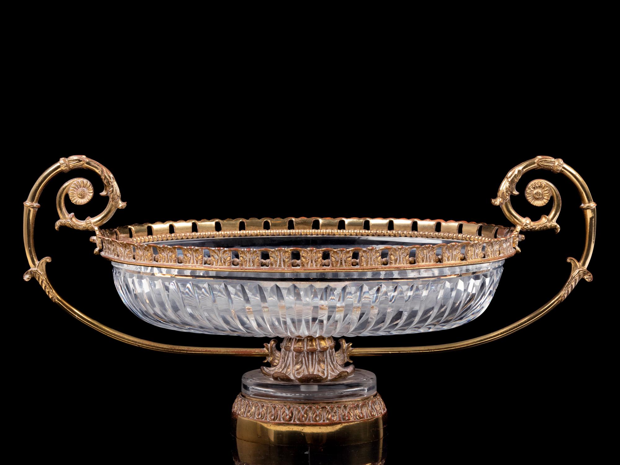 A French Gilt Bronze Mounted Cut Glass Center Bowl