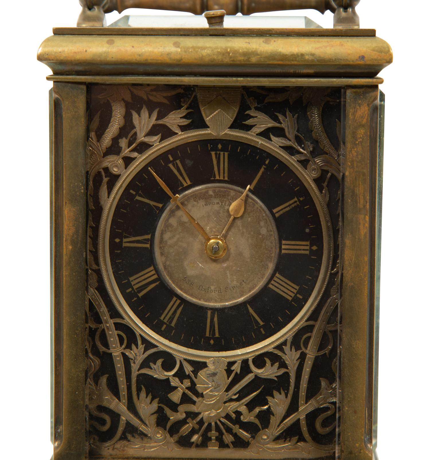 A French Gilt Repeating Carriage Clock