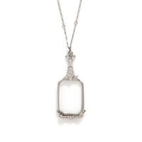 EDWARDIAN, DIAMOND AND PLATINUM LORGNETTE WITH DIAMOND COLLET CHAIN