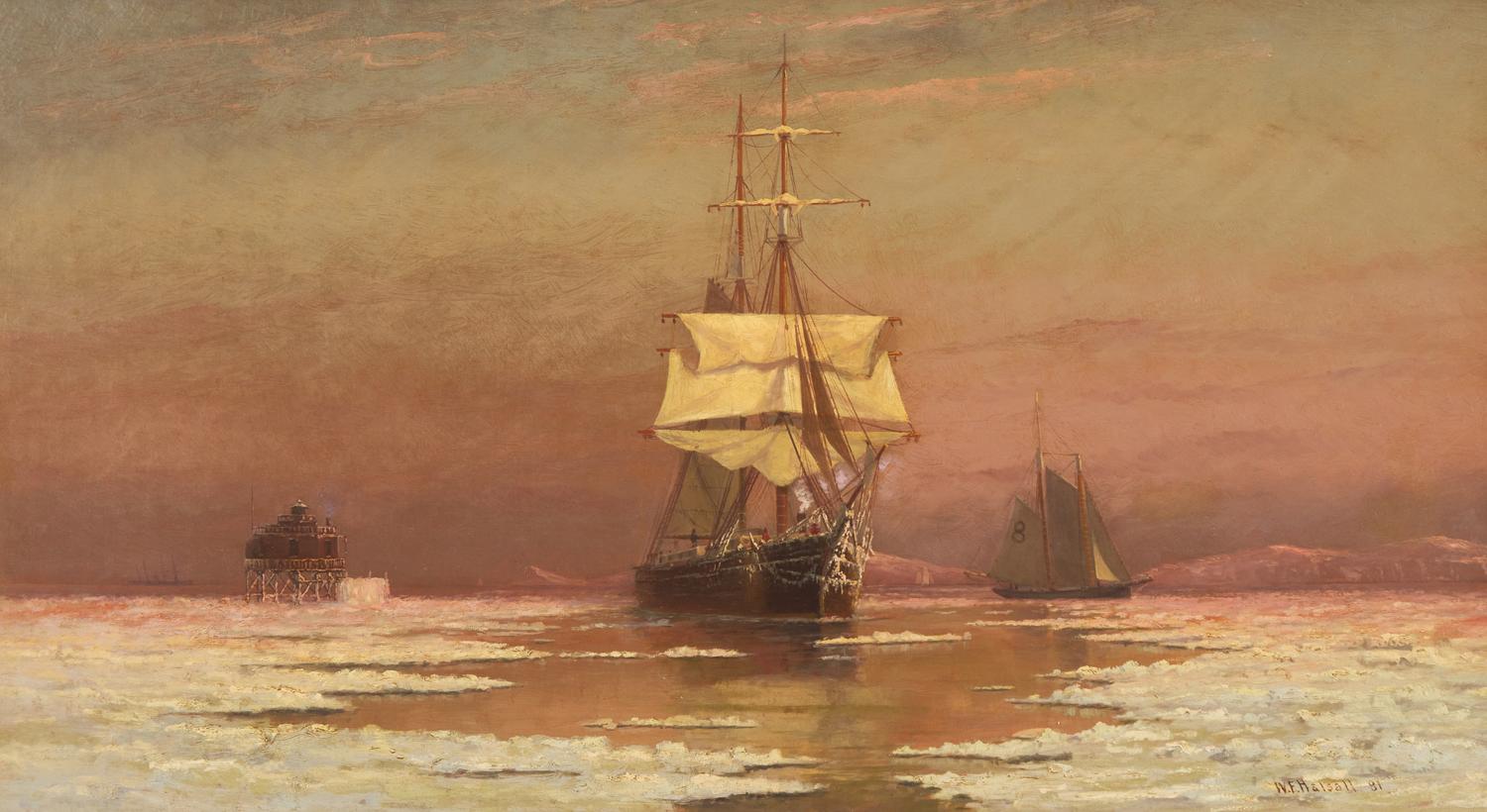 Ship in Boston Harbor Near Narrows (Bug) Light , 1881