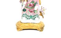 A Pair of Chinese Export Gilt Bronze Mounted Porcelain Figural Lamps