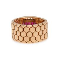YELLOW GOLD, RUBY AND DIAMOND FLEXIBLE RING
