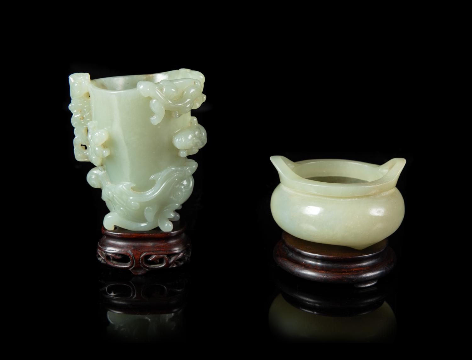 Two Chinese Celadon Jade Vessels