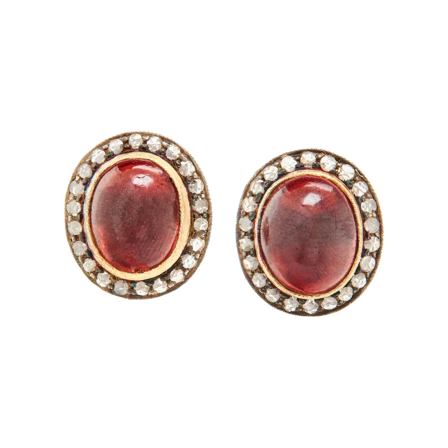 GARNET AND DIAMOND EARRINGS
