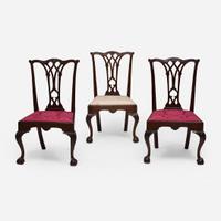 Three fine Chippendale carved mahogany side chairs Attributed to Thomas Tufft (1740-1788), Philadelphia, PA, circa 1770