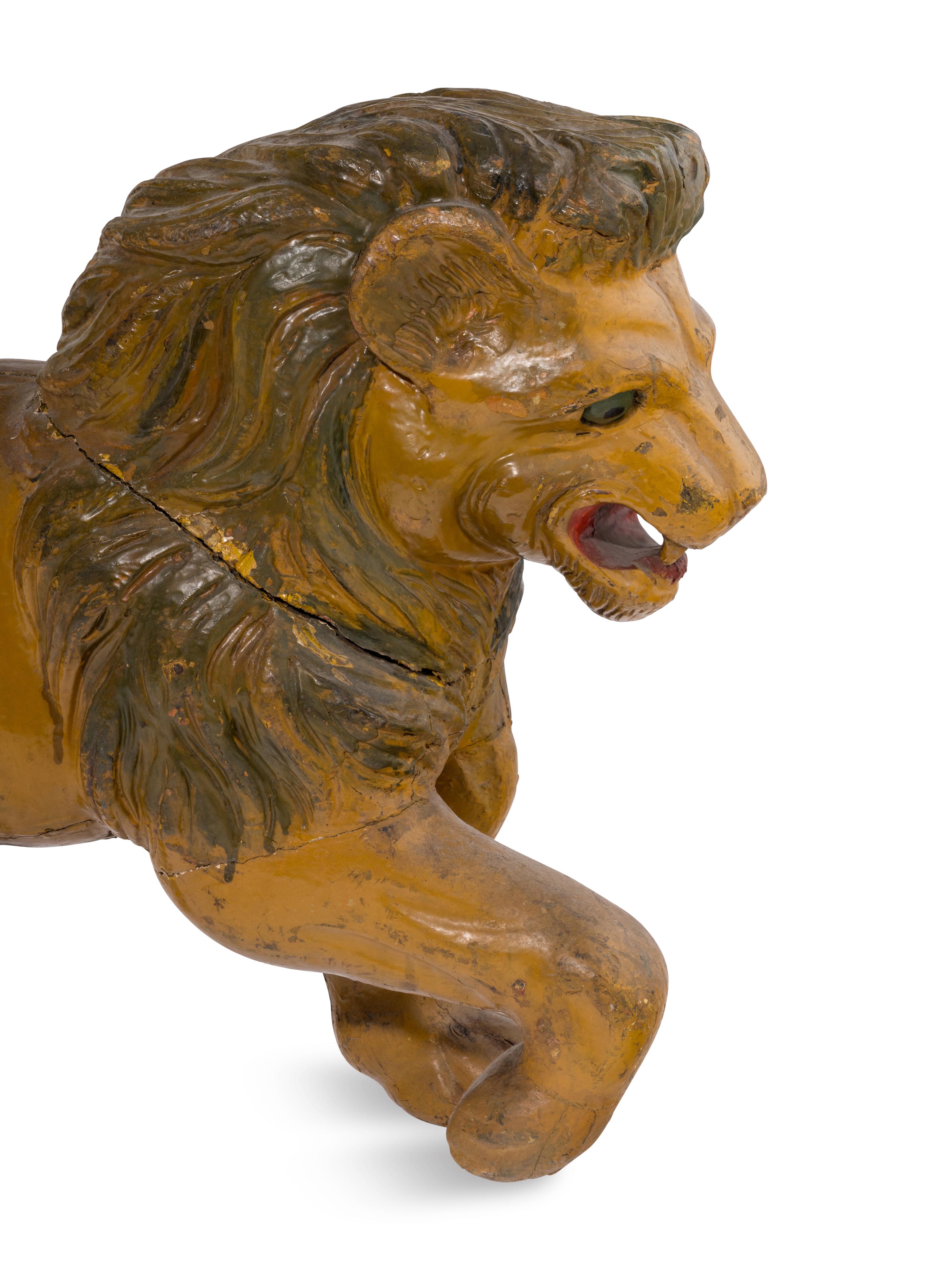A Diminutive Carved Wood Lion Carousel Figure