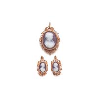 VICTORIAN, ROSE GOLD AND AGATE CAMEO DEMI-PARURE