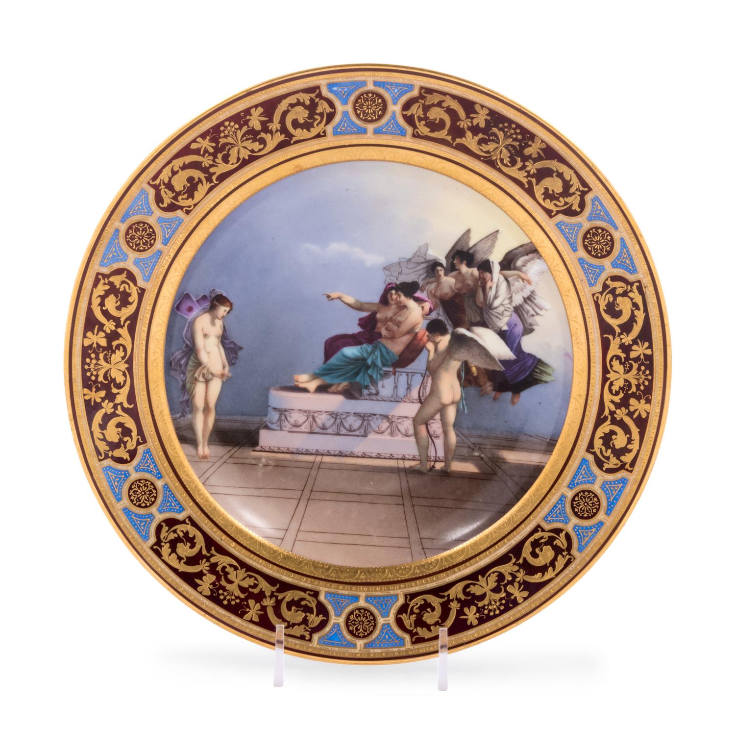 A Vienna Painted and Parcel Gilt Porcelain Cabinet Plate