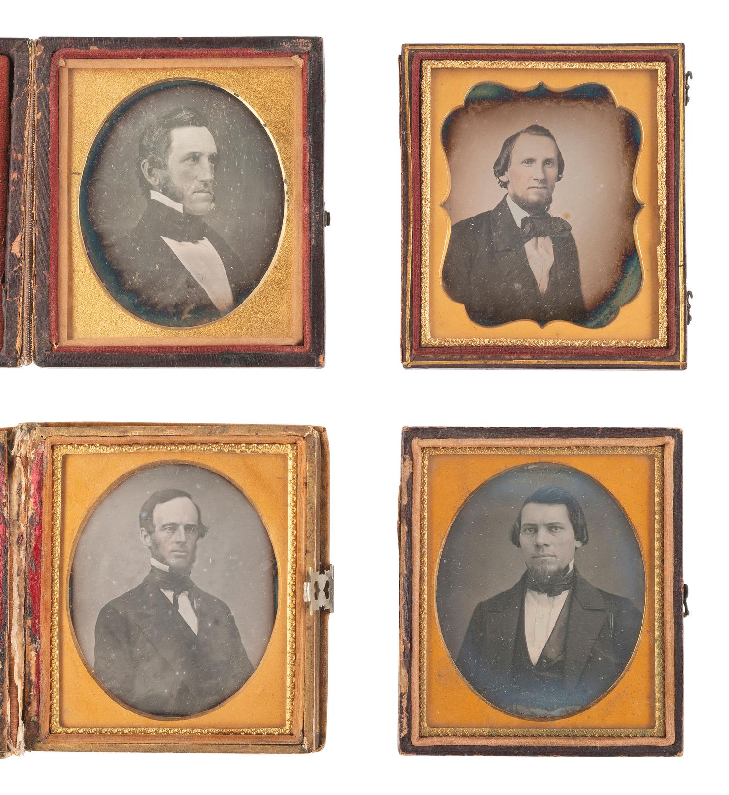 [EARLY PHOTOGRAPHY]. 19 sixth plate daguerreotypes of men with facial hair.