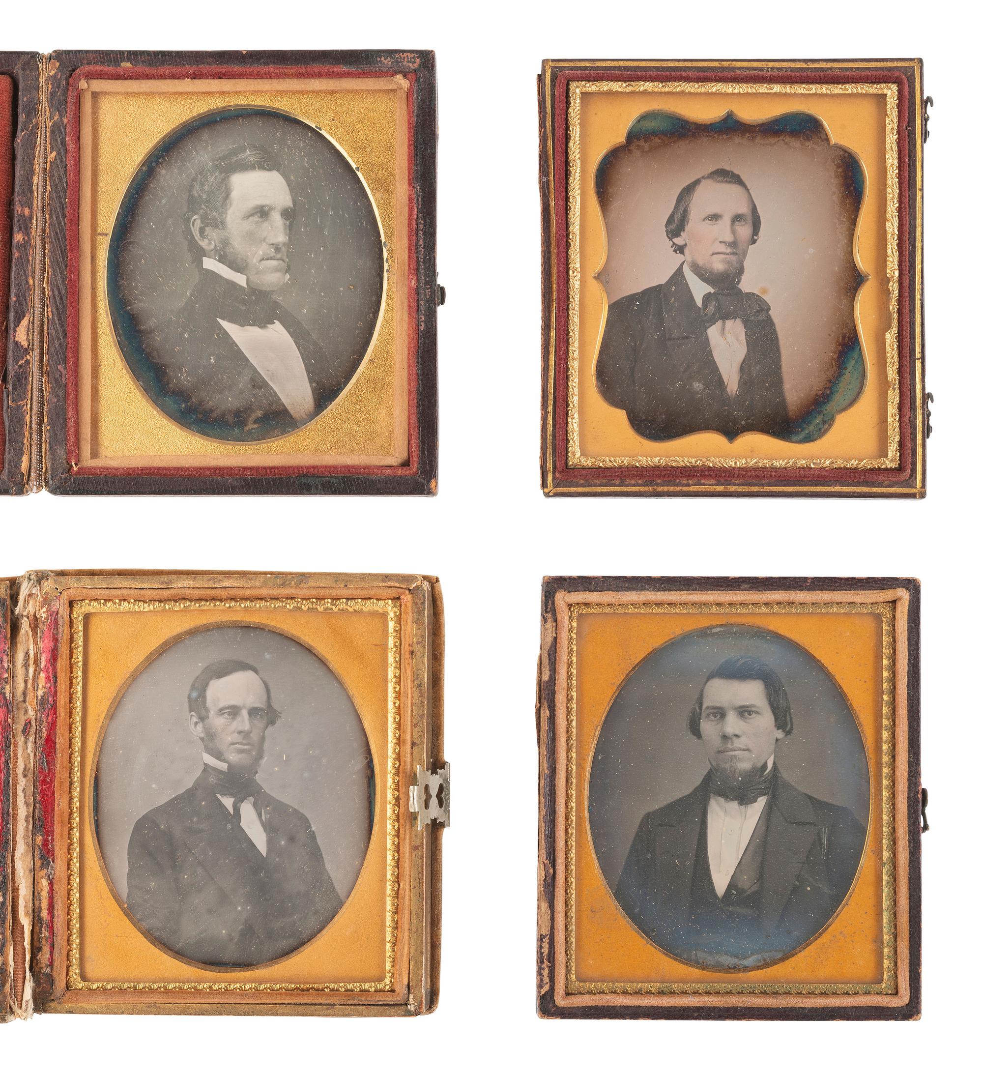 [EARLY PHOTOGRAPHY]. 19 sixth plate daguerreotypes of men with facial hair.