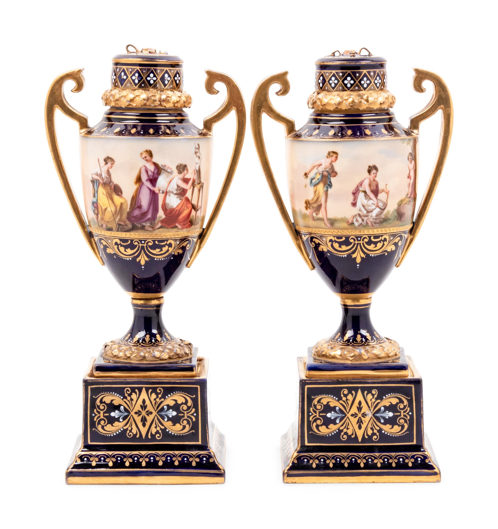 A Pair of Vienna Porcelain Urns