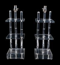A Pair of Modernist Acrylic and Chrome Lamps