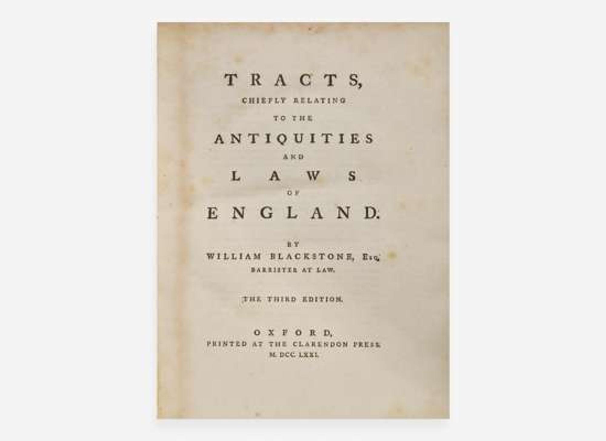 [Law] Blackstone, William: Group of 2 Titles