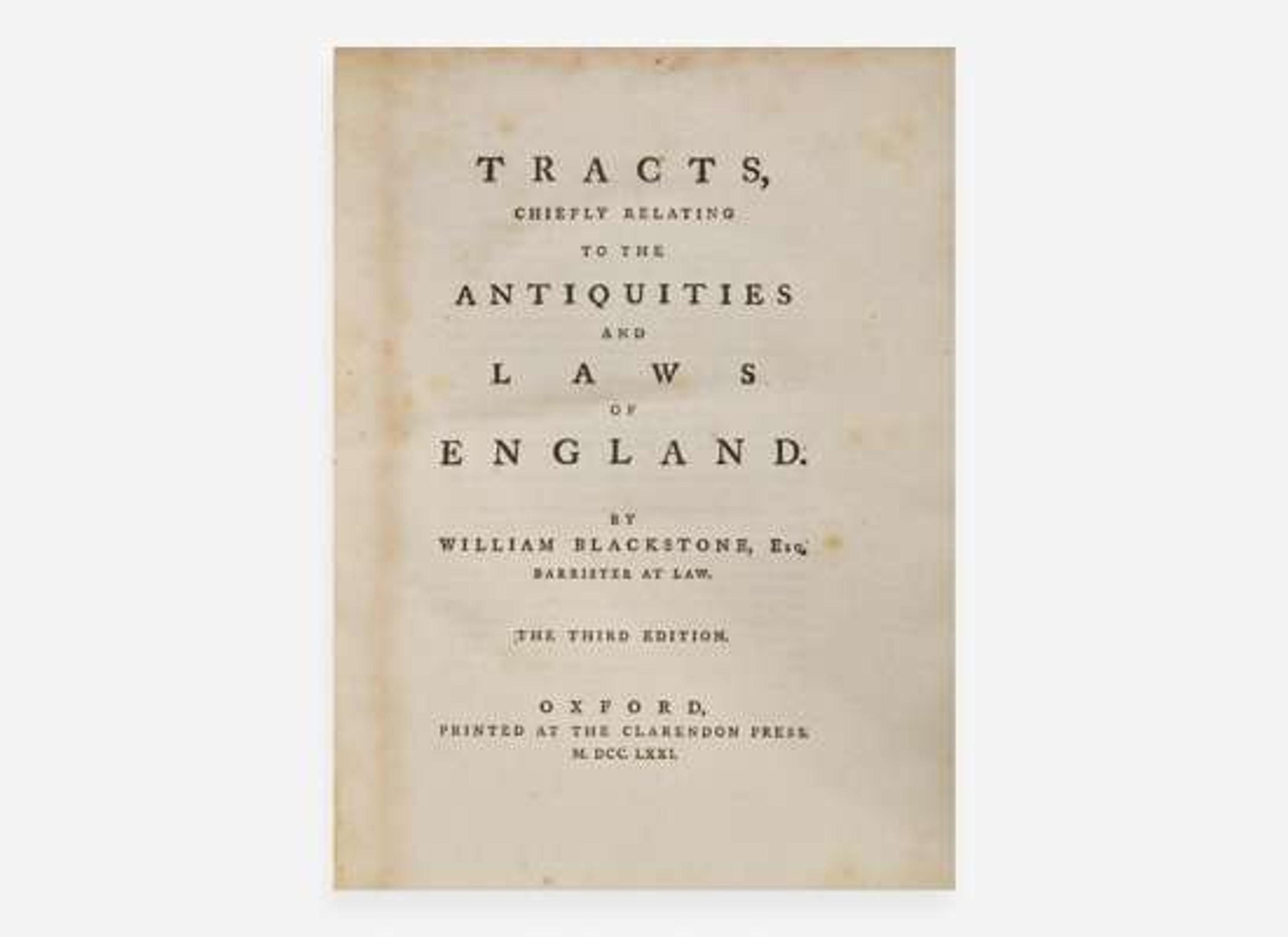 [Law] Blackstone, William: Group of 2 Titles