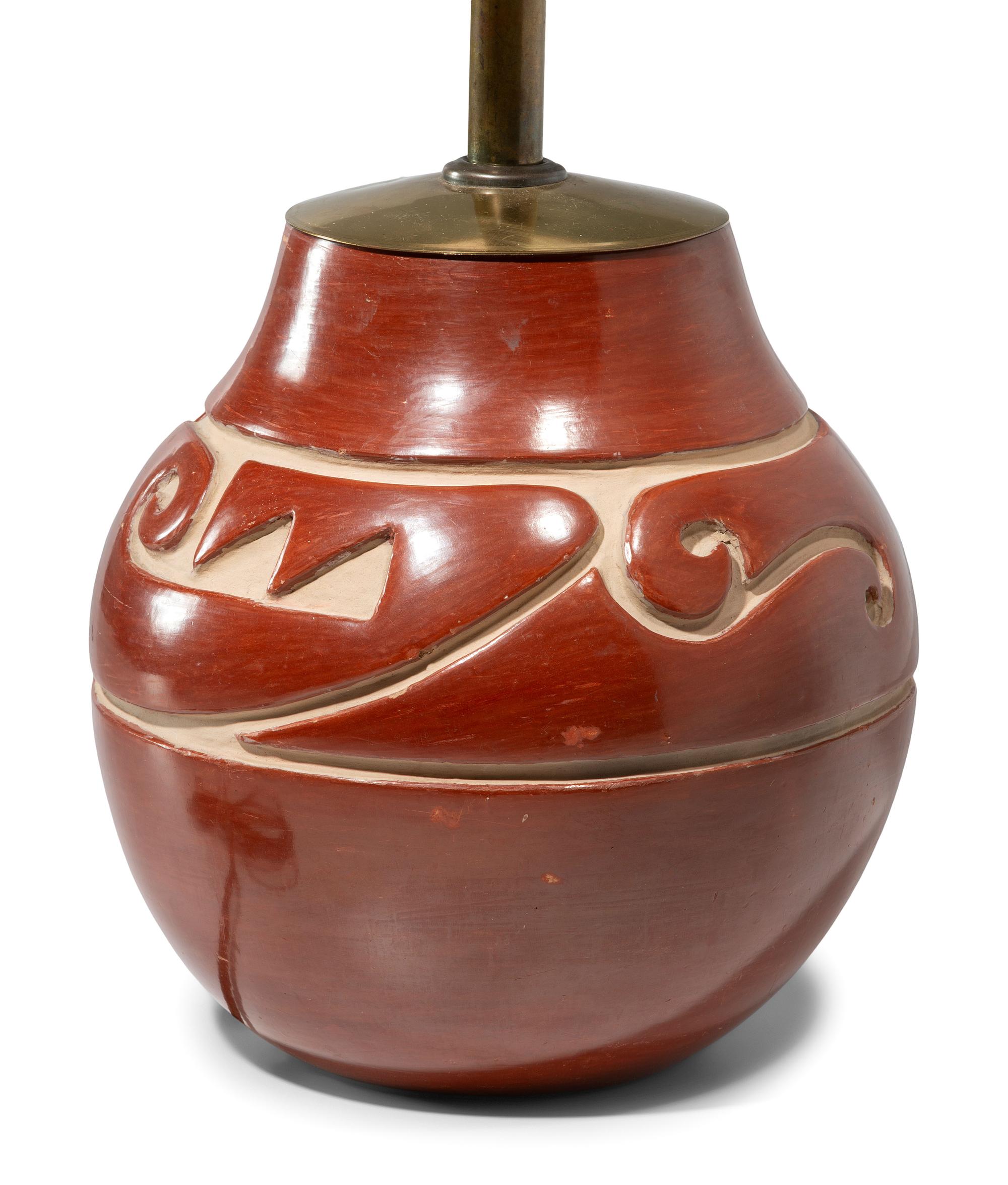 Santa Clara Redware Pottery Lamp