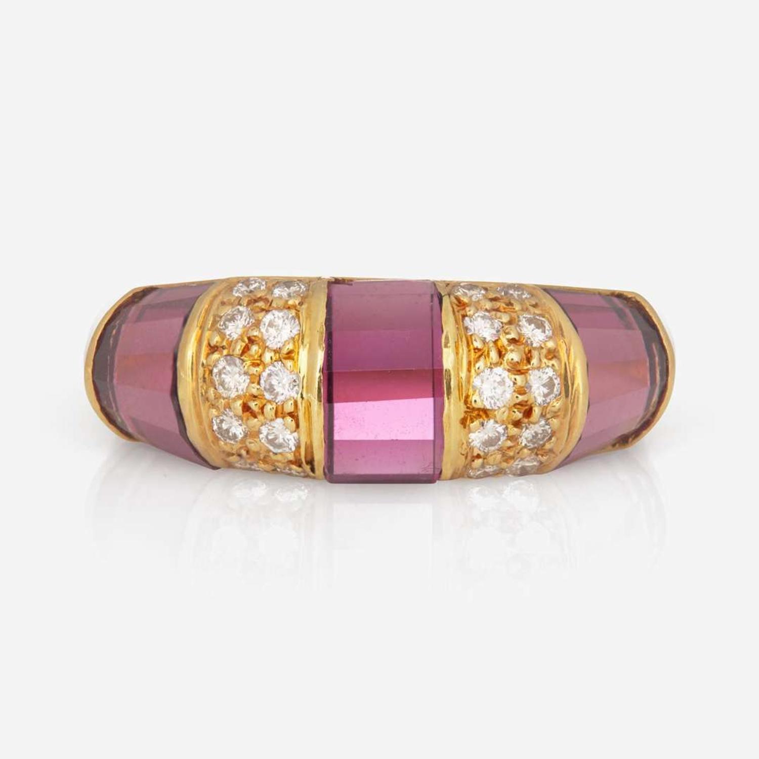An 18K Yellow Gold, Diamond, and Tourmaline Tiffany & Co. Ring