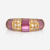 An 18K Yellow Gold, Diamond, and Tourmaline Tiffany & Co. Ring