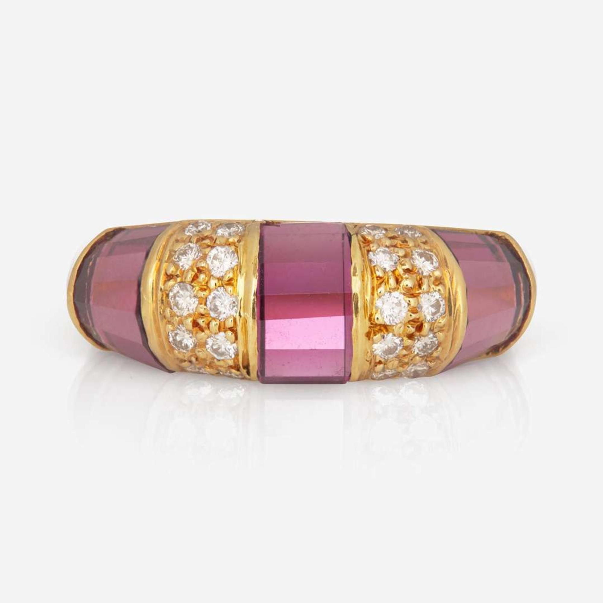 An 18K Yellow Gold, Diamond, and Tourmaline Tiffany & Co. Ring