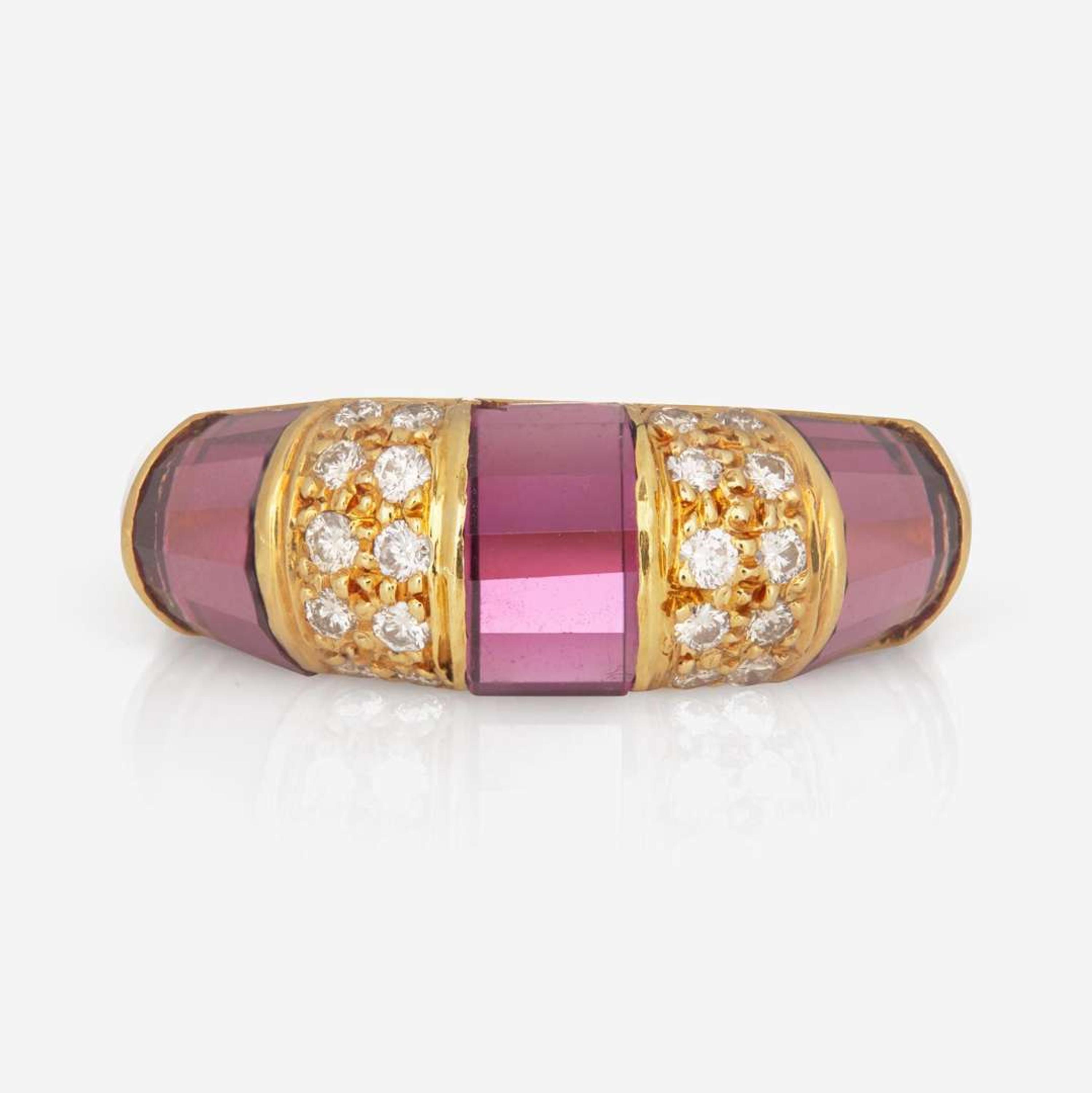 An 18K Yellow Gold, Diamond, and Tourmaline Tiffany & Co. Ring