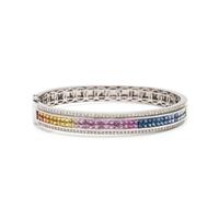 DIAMOND AND COLORED GEMSTONE BANGLE BRACELET