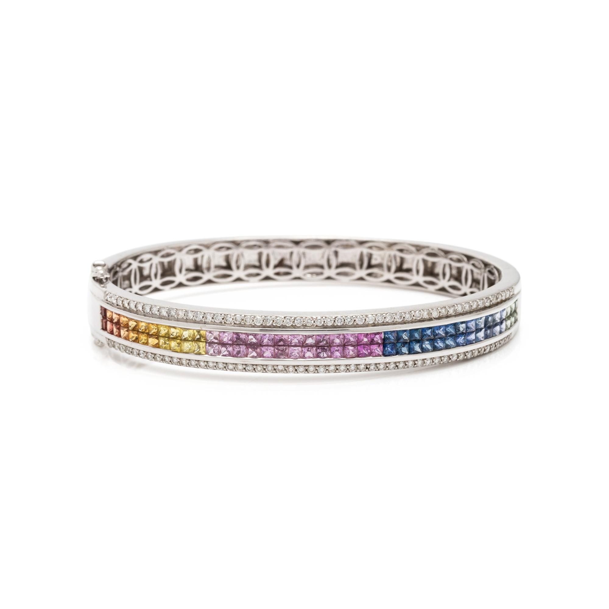 DIAMOND AND COLORED GEMSTONE BANGLE BRACELET