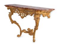 An Italian Carved Giltwood Marble-Top Console Table