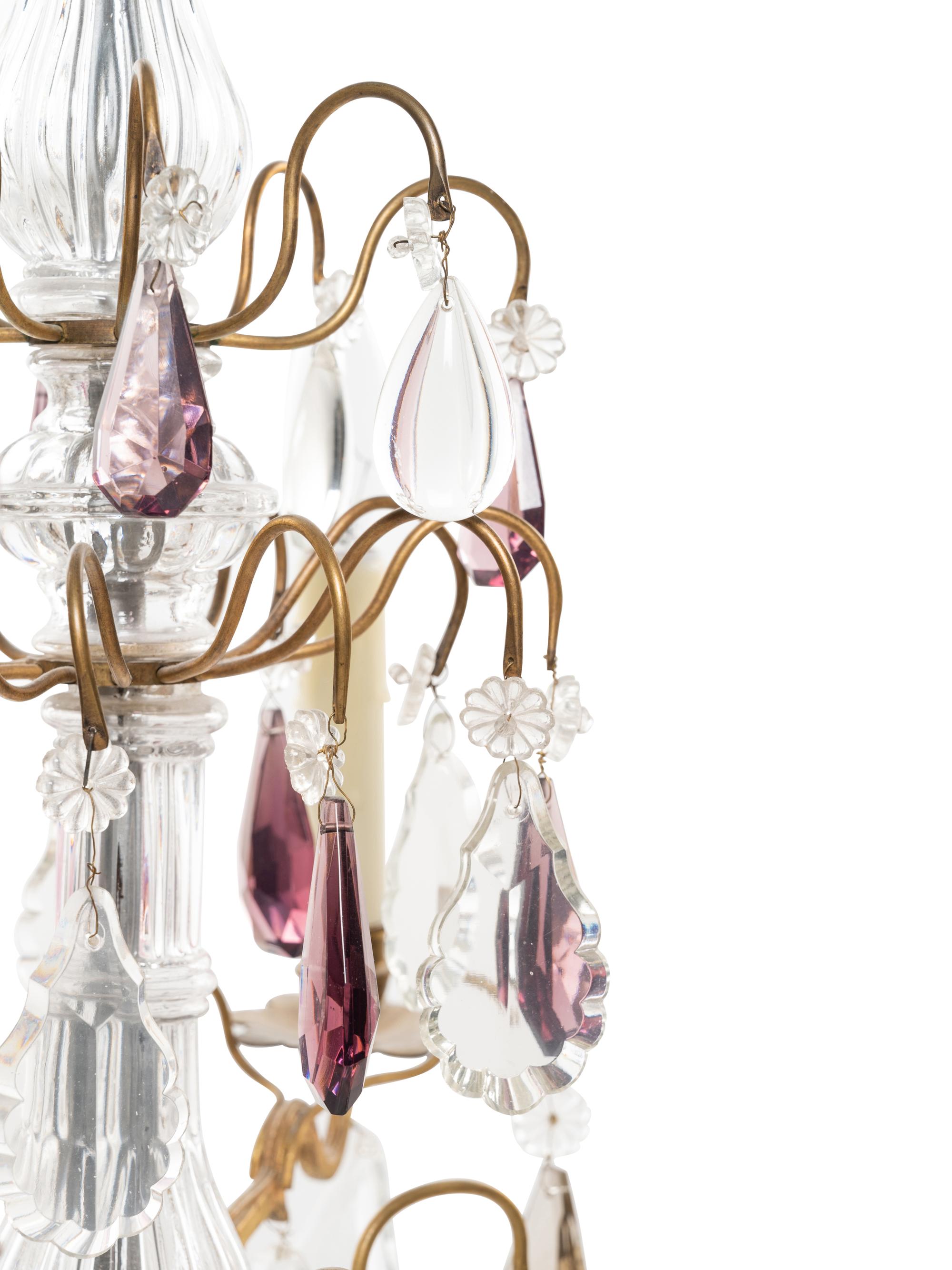 A French Gilt Bronze and Glass Four-Light Chandelier