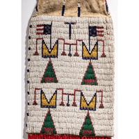 Sioux Beaded Hide Tobacco Bag, with American Flags