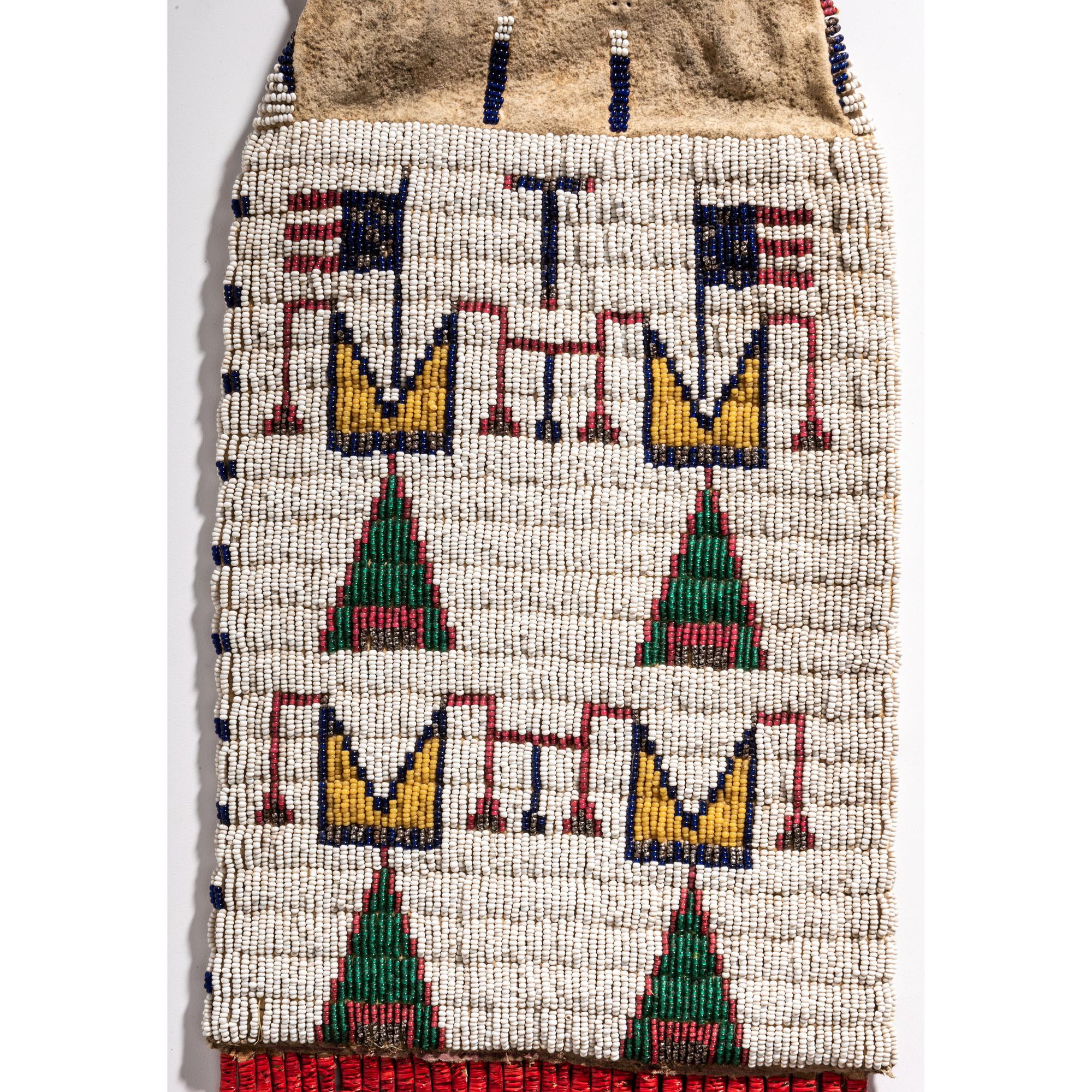 Sioux Beaded Hide Tobacco Bag, with American Flags